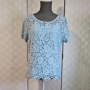 Rafaella Light Blue Lace Blouse